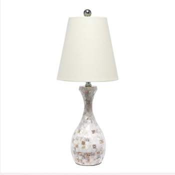 Malibu Curved Mosaic Seashell Table Lamp with Accents White - Lalia Home