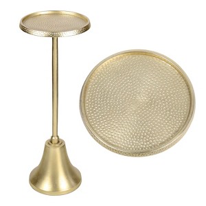 JONATHAN Y Irida 24" Art Deco Designer Pedestal Drink Table & Decorative End Table with Hammered Round Top & Bell Base - 1 of 4