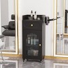Karl Home Gray Wooden Mobile Salon Trolley Cart with Wheels and Glass Door and Dryer Holder - 2 of 4