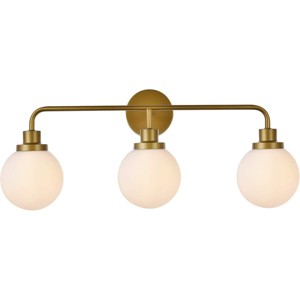 Elegant Lighting Hanson 3 lights bath sconce in brass with frosted shade - 1 of 4
