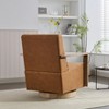 Hrinhom Swivel Armchair,Modern Faux Leather Upholstered Accent Chair with Wood Armrests - 3 of 4