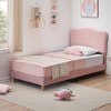 Bed Frame for Kids, Upholstered Platform Bed with Cute Boucle Velvet Headboard for Girls, No Box Spring Needed, Easy Assembly, Durable Design - 2 of 4