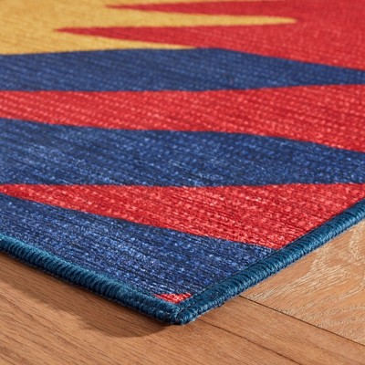 Vibrant Multicolor Synthetic Rectangular 5x8 Washable Rug