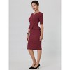 Hobemty Women's Work V Neck Short Sleeve Peplum Waist Pencil Sheath Dresses - 3 of 4