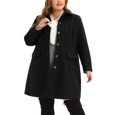 Agnes Orinda Women's Plus Size Winter Single Breasted Back Split with Pockets Long Overcoats