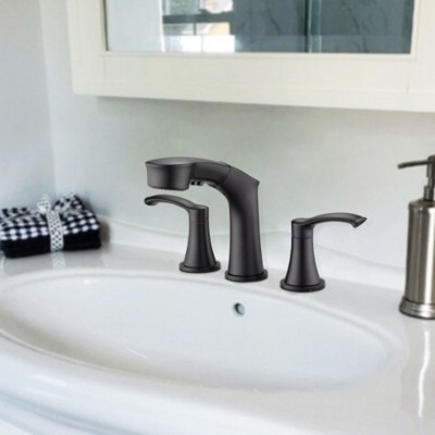 Pull-Out Spray Bathroom Faucet, 2-Handle Sink Faucet