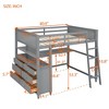 High Loft Bed Frame with Drawers and Desk, Wooden Loft Bed with Shelves for Kids Adults - 2 of 4