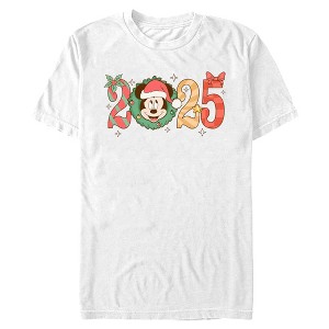 Mens Mickey & Friends Christmas Wreath Mouse Holiday Year T Shirt - 1 of 4