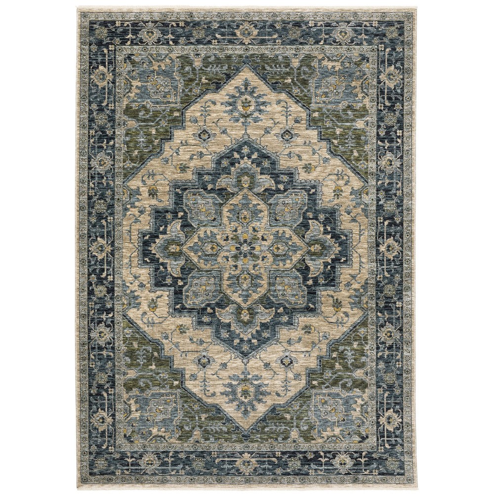 Photos - Area Rug 5'3"x7'6" Arya Center Medallion Indoor  Blue/Tan - Captiv8e Design