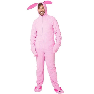 A Christmas Story Men's Ralphie Deranged Pink Bunny Suit Hooded Pajamas ...