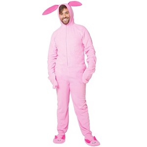 Intimo A Christmas Story Men's Ralphie Deranged Pink Bunny Suit Hooded Pajamas(2XL/3XL) Pink - 1 of 4