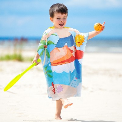 Tirrinia Kids 100% Cotton Beach Towel, Surf Beach Bath Swim Hooded Towels for Girls Toddler Gift, 24 by 52-inch