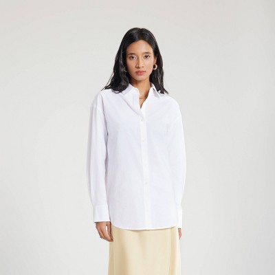 Women's Side-Button Detail Shirt - A New Day™ White 2X