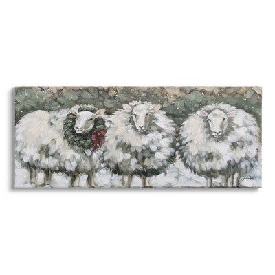 Stupell Industries Seasonal Winter Sheep Farmhouse Snow Canvas Wall Art