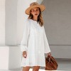Women's White Lace Long Sleeve Button-Up Mini Dress - Cupshe - 3 of 4