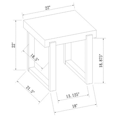 Pala White High Gloss and Natural Wood Rectangular End Table