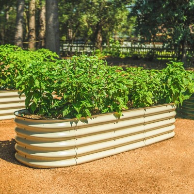 17" Tall Pearl White Modular Metal Outdoor Raised Garden Bed