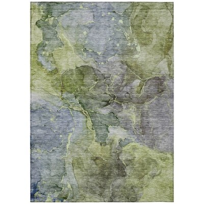 Olive Green And Gray Abstract Washable Indoor Outdoor Area Rug