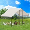 Chicken Coop Large Metal Walk-in Poultry Cage Chicken House Outdoor with Waterproof Cover - 3 of 4