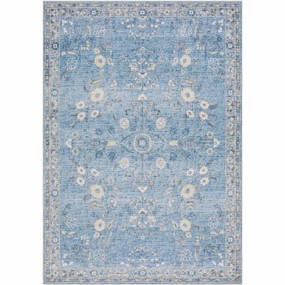 Hauteloom Meyly Blue Washable Area Rug