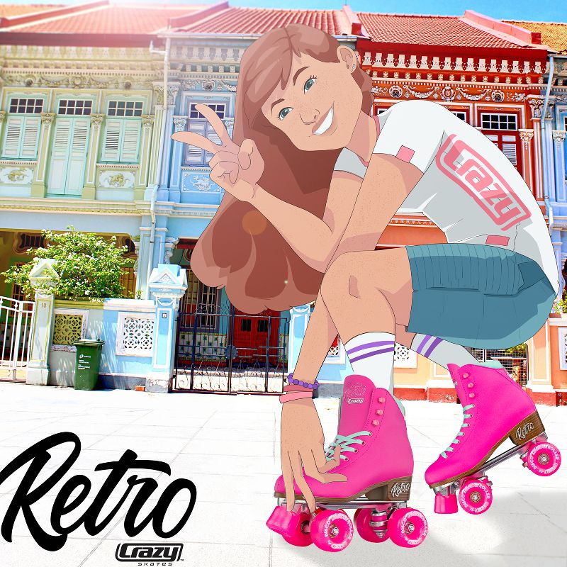 Crazy Skates Retro Roller Skates - Classic Style Quad Skates For Women And Girls, 4 of 6