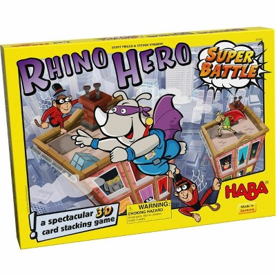 HABA Rhino Hero Super Battle - A Turbulent 3D Stacking Game Fun for All Ages (Made in Germany)