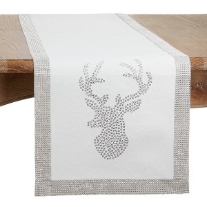 Saro Lifestyle Sequin Table Runner With Reindeer Design - 1 of 3
