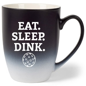 Elanze Designs Eat Sleep Dink Two Toned Ombre Matte Black and White 12 ounce Ceramic Stoneware Coffee Cup Mug - 1 of 4