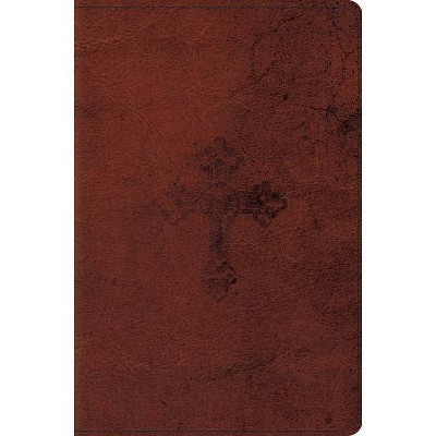 Compact Bible-ESV-Weathered Cross Design - (Leather Bound)