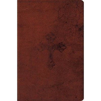 Compact Bible-ESV-Weathered Cross Design - (Leather Bound)