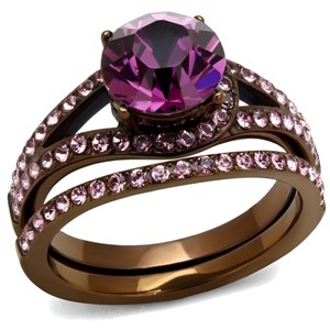 Slickblue Women’s Stainless Steel Ring with Blue Zircon or Amethyst Crystal, Round Style, Fashion Ring, Sizes 5-10 - 1 of 4