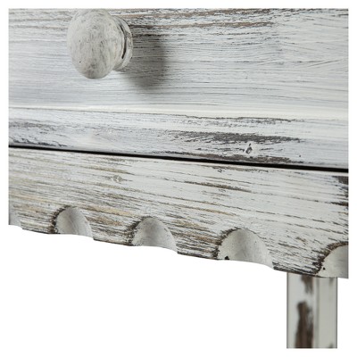 Rustic White Wood and Metal End Table with Storage