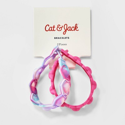 Girls&#39; 2pk Heart Bubble Pop Bracelet Set - Cat &#38; Jack&#8482; Pink/Purple