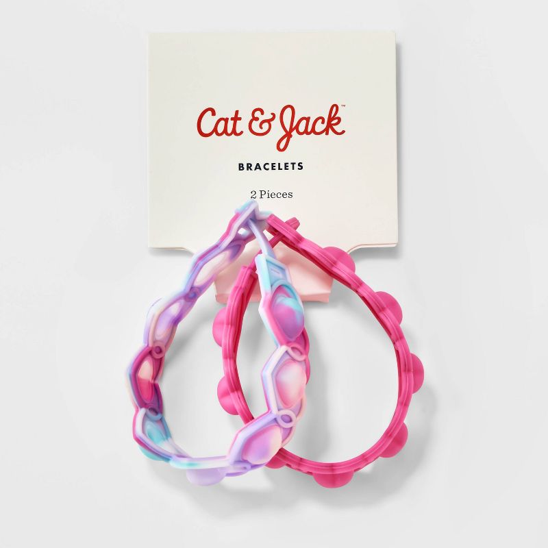 Girls&#39; 2pk Heart Bubble Pop Bracelet Set - Cat &#38; Jack&#8482; Pink/Purple, 3 of 5