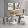 LeisureMod Tresse Stackable Dining Stool – Mid-Century Modern Square Backless Wicker-Top Seat Indoor Outdoor Use for Kitchen, Patio, Garden Set of 2 - 3 of 4