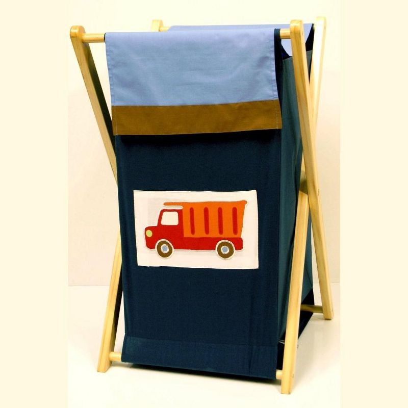Bacati - Transportation Multicolor Laundry Hamper with Wooden Frame, 1 of 5