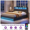 Greenstell Upholstered Lift Storage Bed with LED Lights & Charging Station, Modern Platform Bed, Heavy Duty Wooden Slats - 3 of 4