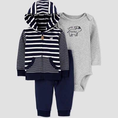 Baby Boys' Rhino Striped Top & Bottom Set - Just One You® made by carter's Gray/Navy 6M