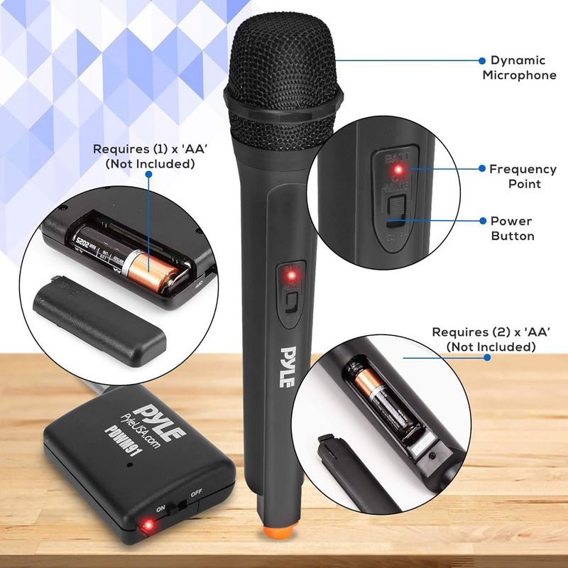 Pyle Portable VHF Wireless Microphone System - Black, 5 of 8