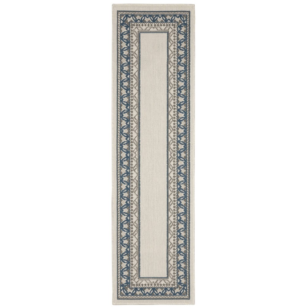  Runner Trinity Classic Border Patio Area Rug Beige/Blue