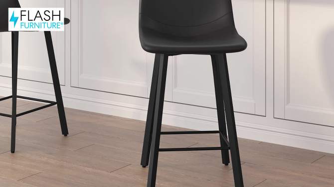 Flash Furniture Caleb Modern Armless 24 Inch Counter Height Stools Commercial Grade with Footrests and Matte Metal Frames, Set of 2, 2 of 13, play video