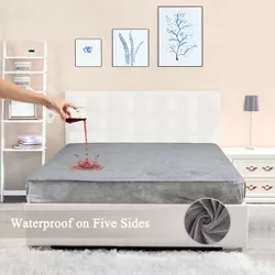 1 Pc King Crystal Velvet Waterproof Breathable Bedding Mattress Protector Covers Slate Gray - PiccoCasa