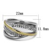Slickblue Women's Two-Tone Silver and Gold Ring, Stainless Steel, Multi-Band Design, Synthetic Clear Crystals,Sizes 5–10 - 2 of 4