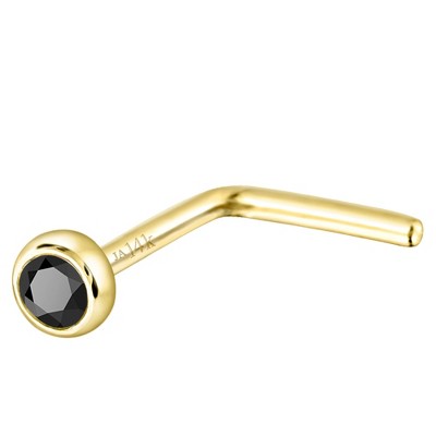 Jewelry Avalanche 22G 14K Gold Bezel-set Black Diamond L-shape Nose Stud