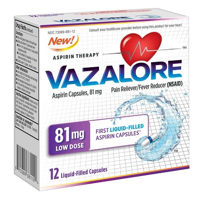 Vazalore Aspirin 81mg Pain Reliever Capsules (NSAID) - 12ct