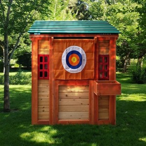 LOVSON Outdoor Wooden 4-in-1 Game House for kids garden playhouse with different games on every surface,Solid wood,61.4"Lx45.98"Wx64.17"H - 1 of 4