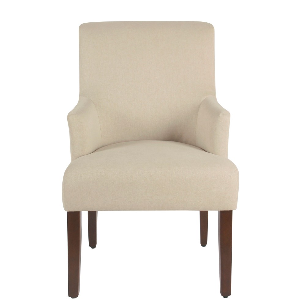 Dining Chairs Cream Fabric - HomePop: Upholstered Arm Chair, Polyester, Wood Legs, Foam Fill