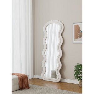 Runesay White Flannel Full Length Wave Floor Mirror with Stand - 1 of 4