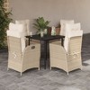 vidaXL 5 Piece Patio Dining Set with Cushions - Beige Poly Rattan Reclining Chairs & Tempered Glass Table - Outdoor Garden & Backyard Furniture - 2 of 4