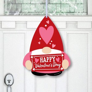 Big Dot of Happiness Valentine Gnomes - Hanging Porch Valentine's Day Party Outdoor Decorations - Front Door Decor - 1 Piece Sign - 1 of 4